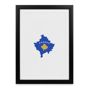 Drapeau du Kosovo « Né à Ferizaj » - Affiche encadrée (27 × 37 cm) - noir - Devant