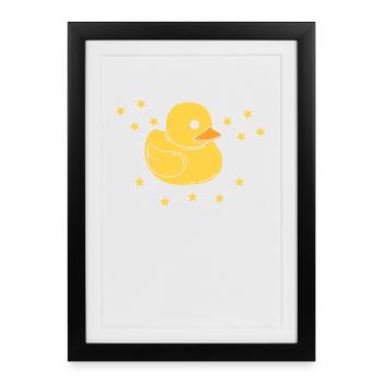 Canard de bain Canard en caoutchouc - Affiche encadrée (27 × 37 cm) - noir - Devant