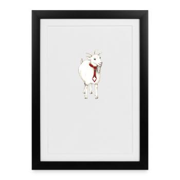 Funny "goat with swiss tie" - Framed poster (27 × 37 cm) - black - Front
