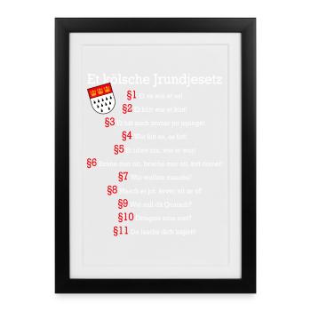 Et kölsche Jrundjesetz Kölner Grundgesetz Kölsch - Gerahmtes Poster (27 × 37 cm) - Schwarz - Vorne