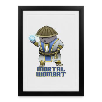 Mortal Wombat - Conception de jeux amusante - Affiche encadrée (27 × 37 cm) - noir - Devant