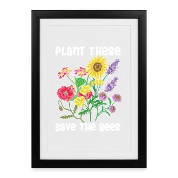 Bees bees meadow flower meadow - Framed poster (27 × 37 cm) - black - Front