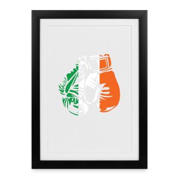 Boxe Drapeau irlandais - Affiche encadrée (27 × 37 cm) - noir - Devant