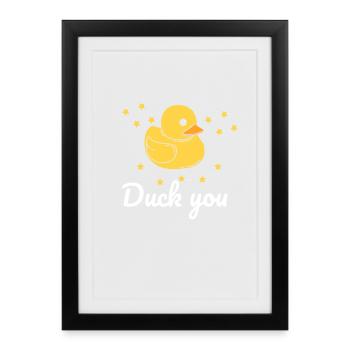 Canard disant cadeau - Affiche encadrée (27 × 37 cm) - noir - Devant