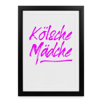 Kölsche Mädche / Carnaval à Cologne / Kölsch & Kölle - Affiche encadrée (27 × 37 cm) - noir - Devant