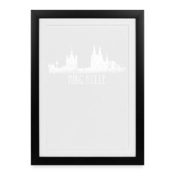 My Cologne Skyline Ming Kölle Cologne Cathedral on the Rhine - Framed poster (27 × 37 cm) - black - Front