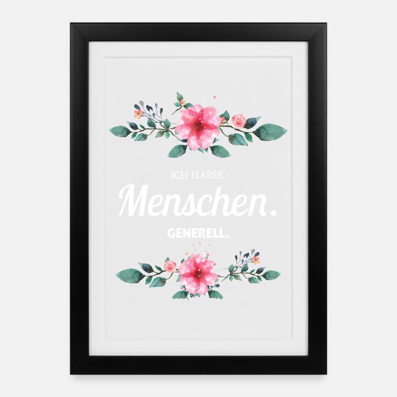 Ich Hasse Menschen Generell Sarkasmus Geschenk - Gerahmtes Poster (27 × 37 cm) - Schwarz