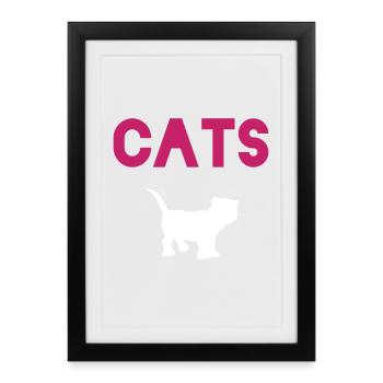 Idée cadeau pour l’amoureux des chats - Affiche encadrée (27 × 37 cm) - noir - Devant