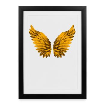 Ailes angéliques aile ange aile or or - Affiche encadrée (27 × 37 cm) - noir - Devant