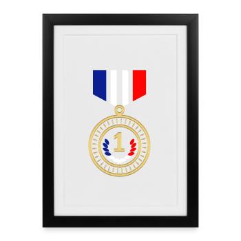 Médaille Bleu Blanc Rouge - Affiche encadrée (27 × 37 cm) - noir - Devant