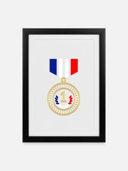 Médaille Bleu Blanc Rouge - Affiche encadrée (27 × 37 cm) - noir