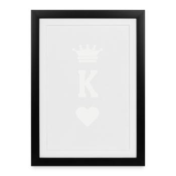 Roi de la carte à jouer, partie de célibataire - Affiche encadrée (27 × 37 cm) - noir - Devant