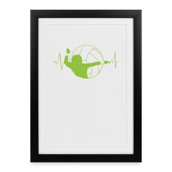 Battement de coeur de volleyball - Affiche encadrée (27 × 37 cm) - noir - Devant