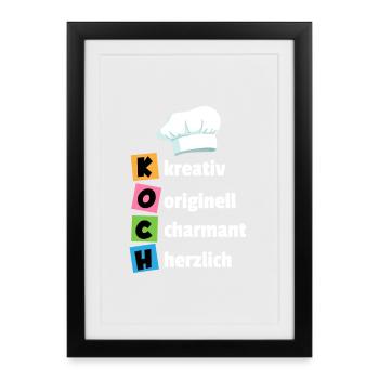 Chef - Créatif, original, charmant, cordial - Affiche encadrée (27 × 37 cm) - noir - Devant