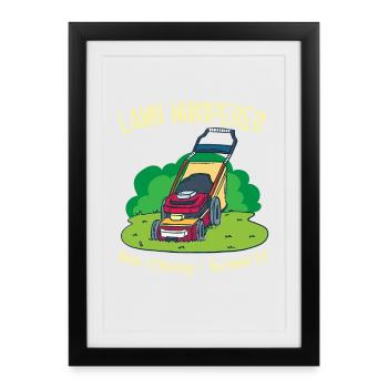 Gardener garden lawn mower gift - Framed poster (27 × 37 cm) - black - Front