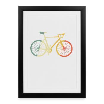 Vélo de course vélo retro multicolore cadeau - Affiche encadrée (27 × 37 cm) - noir - Devant