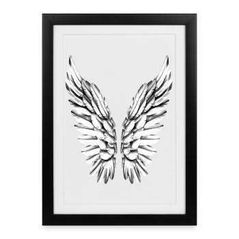 Angel Wing Silver White Angel Wings Angel Wings - Framed poster (27 × 37 cm) - black - Front