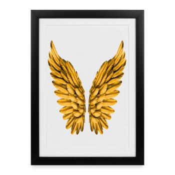 Ailes angéliques or Aile d’or Ange Aile ange - Affiche encadrée (27 × 37 cm) - noir - Devant