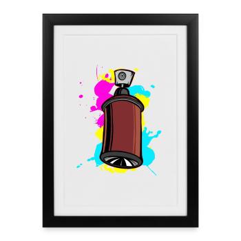 Spray de sommeil coloré avec design graffiti - Affiche encadrée (27 × 37 cm) - noir - Devant
