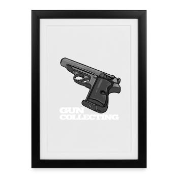 Pistol design with text motif - Framed poster (27 × 37 cm) - black - Front