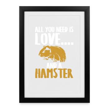 Motif affectueux et hamster - Affiche encadrée (27 × 37 cm) - noir - Devant