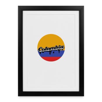 Colombian flag with vintage lettering - Framed poster (27 × 37 cm) - black - Front