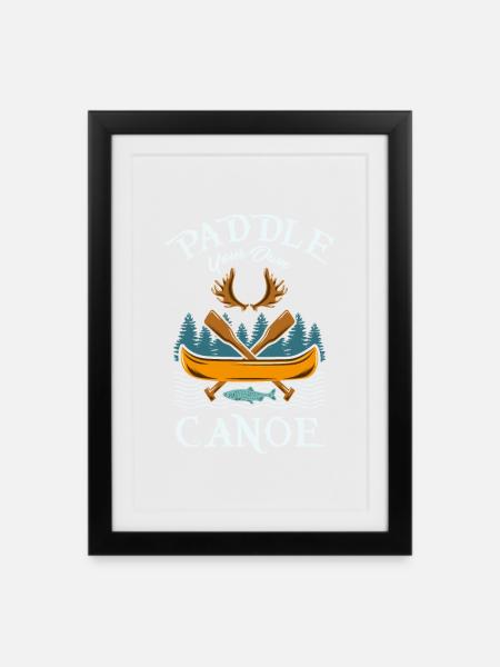 Kanu Kanufahren Kanutour - Gerahmtes Poster (27 × 37 cm) - Schwarz