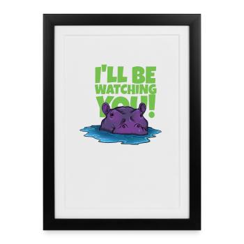 Funny hippopotamus with text - Framed poster (27 × 37 cm) - black - Front