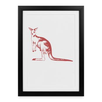 kangourou - Affiche encadrée (27 × 37 cm) - noir - Devant