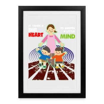 Éducatrice maternelle - Affiche encadrée (27 × 37 cm) - noir - Devant