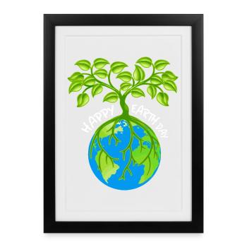 T-shirt écologique Earth Friend - Affiche encadrée (27 × 37 cm) - noir - Devant