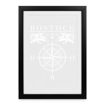 Boussole Rostock - Affiche encadrée (27 × 37 cm) - noir - Devant