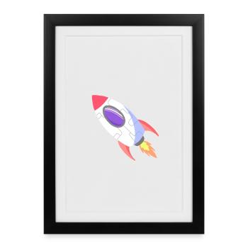 Space Rocket Pop Comic - Affiche encadrée (27 × 37 cm) - noir - Devant
