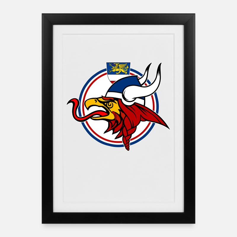 Wikinger-Greif Rostock - Gerahmtes Poster (27 × 37 cm) - Schwarz