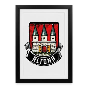 Hamburg Altona Coat of Arms Flag - Framed poster (27 × 37 cm) - black - Front