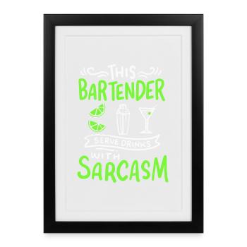Barman - Affiche encadrée (27 × 37 cm) - noir - Devant