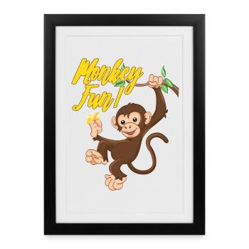 Monkey Monkey Fun Monkey Monkey - Framed poster (27 × 37 cm) - black - Front