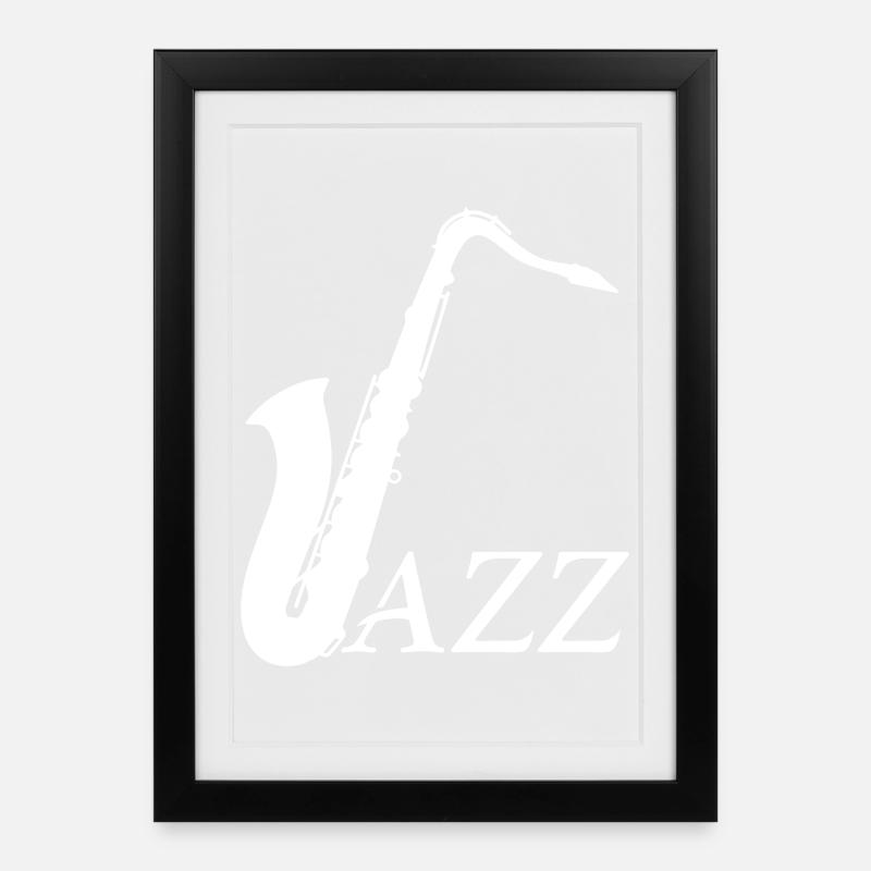 Jazz - Saxophon - Gerahmtes Poster (27 × 37 cm) - Schwarz