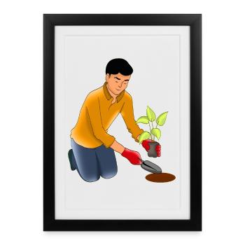 Jardinage, Jardinage, Plantes - Affiche encadrée (27 × 37 cm) - noir - Devant