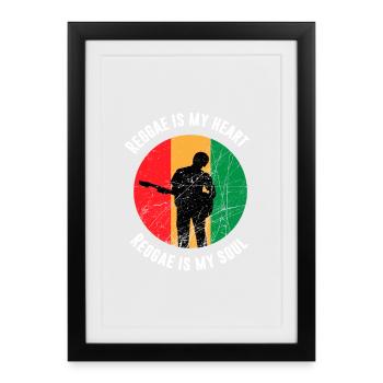 Le reggae est mon coeur - Le reggae est mon âme - Affiche encadrée (27 × 37 cm) - noir - Devant