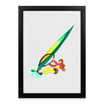Planche à voile Surf Surfer - Affiche encadrée (27 × 37 cm) - noir - Devant