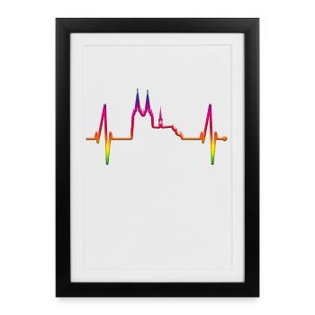 Cologne Heartbeat Skyline Cologne Cathedral LGBT Rainbow - Framed poster (27 × 37 cm) - black - Front