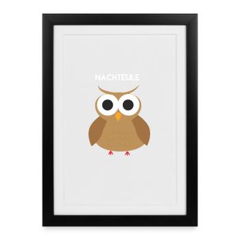Nachteule Nachtschicht Nachts wach - Gerahmtes Poster (27 × 37 cm) - Schwarz - Vorne
