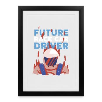 Voiture de course - Pilote Future Race - Affiche encadrée (27 × 37 cm) - noir - Devant