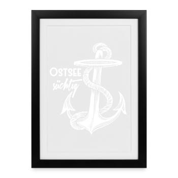 Ancre accro Baltic - blanc - design - Affiche encadrée (27 × 37 cm) - noir - Devant