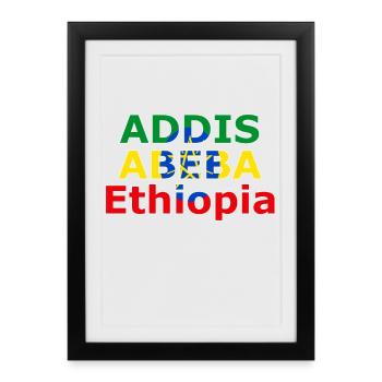 Addis Abeba Éthiopie Dessin des couleurs - Affiche encadrée (27 × 37 cm) - noir - Devant