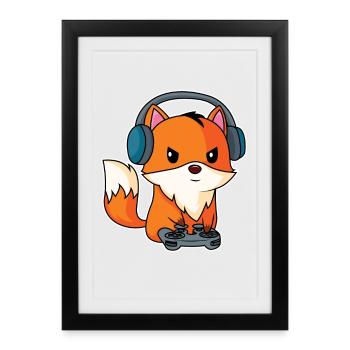 Gaming Fox - Player Fox Design - Framed poster (27 × 37 cm) - black - Front