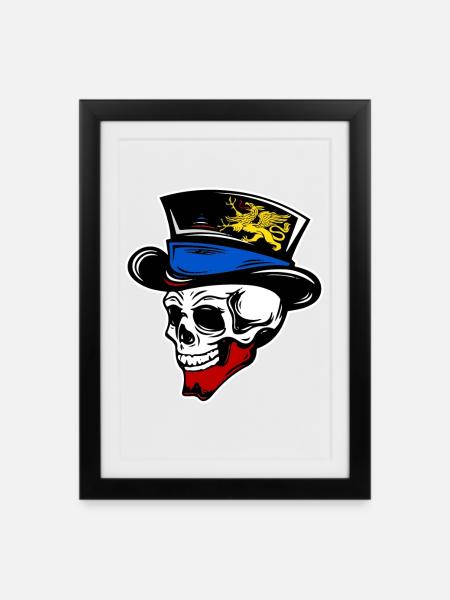 Totenkopf Rostock - Gerahmtes Poster (27 × 37 cm) - Schwarz