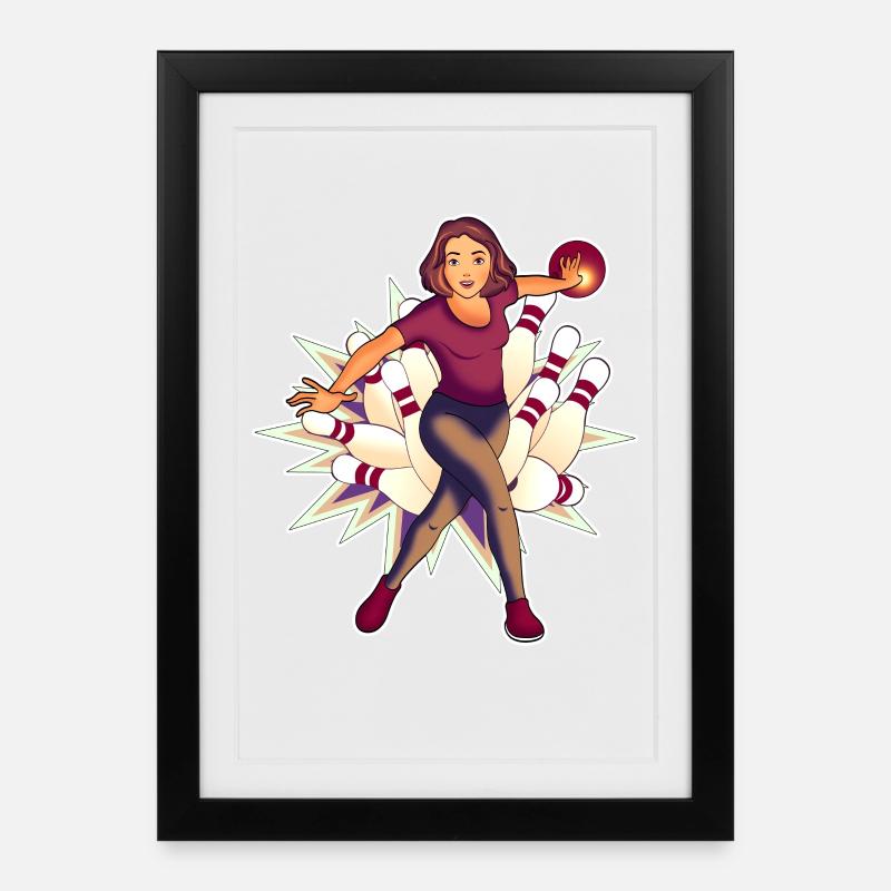 Bowling Queen - Gerahmtes Poster (27 × 37 cm) - Schwarz