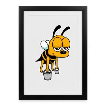 Worker bee - design - Framed poster (27 × 37 cm) - black - Front